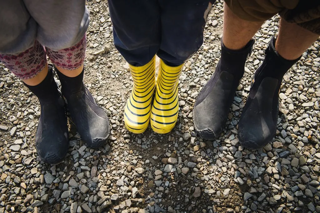 rubber boots for a family outdoors
