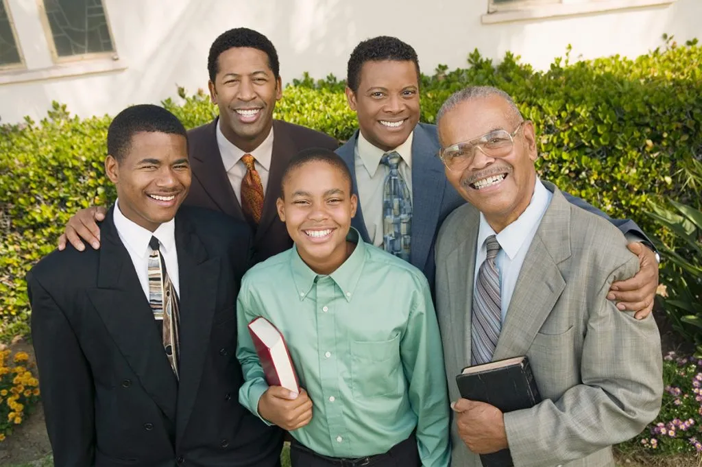 group of male churchgoers