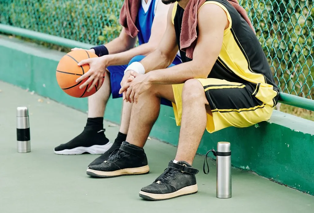 resting basketball players