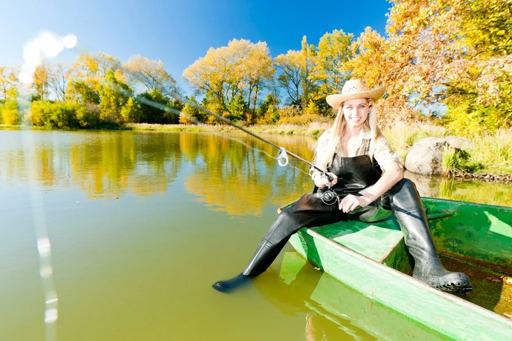 fishing woman wearing wader