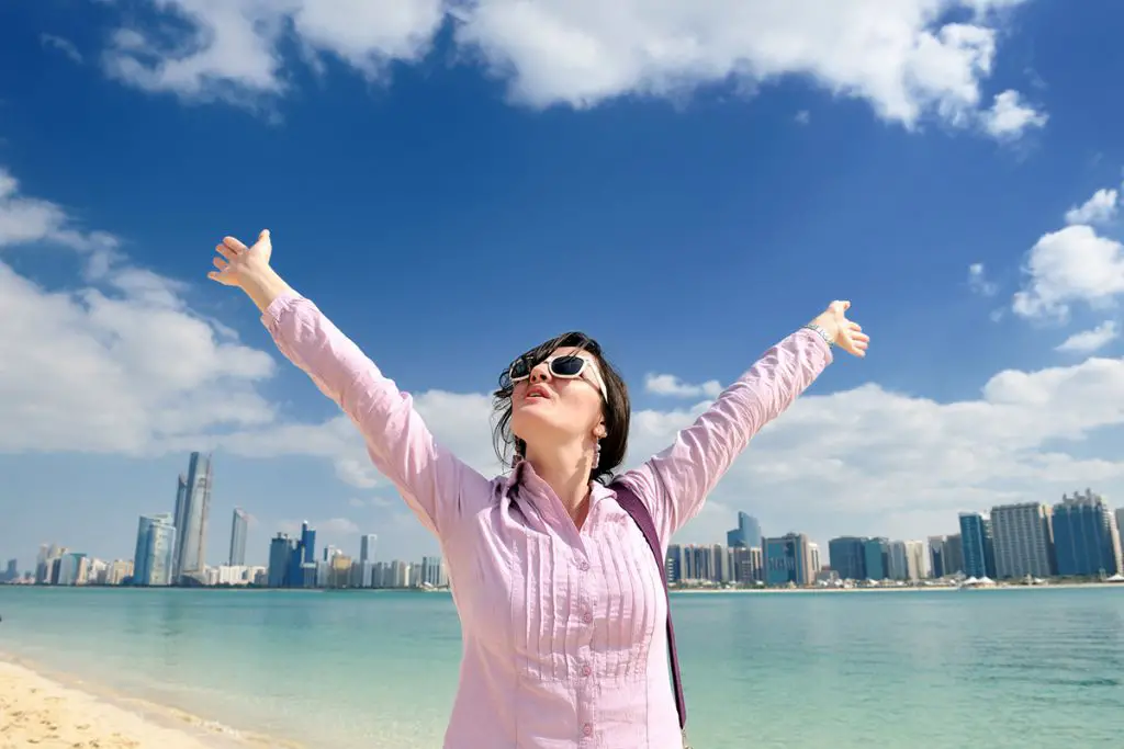 woman tourist in Abu Dhabi at vacation