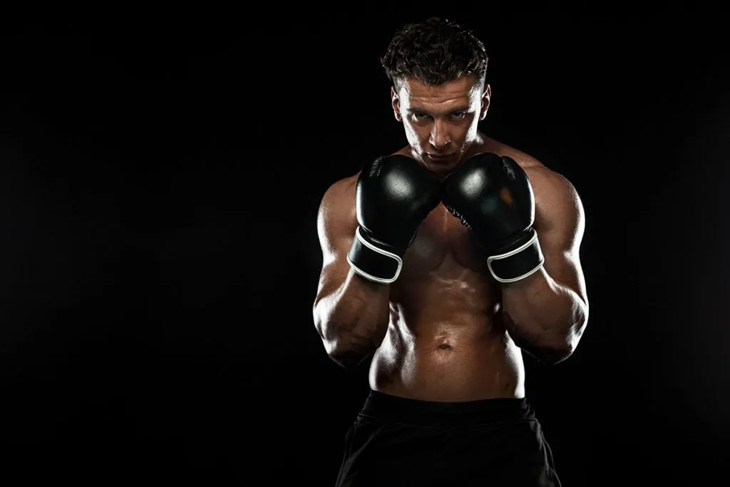 boxer fighting posing in gloves